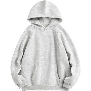 Women Gray Hoodies Oversized Fleece Long Sleeve Comfy Casual Sweatshirts